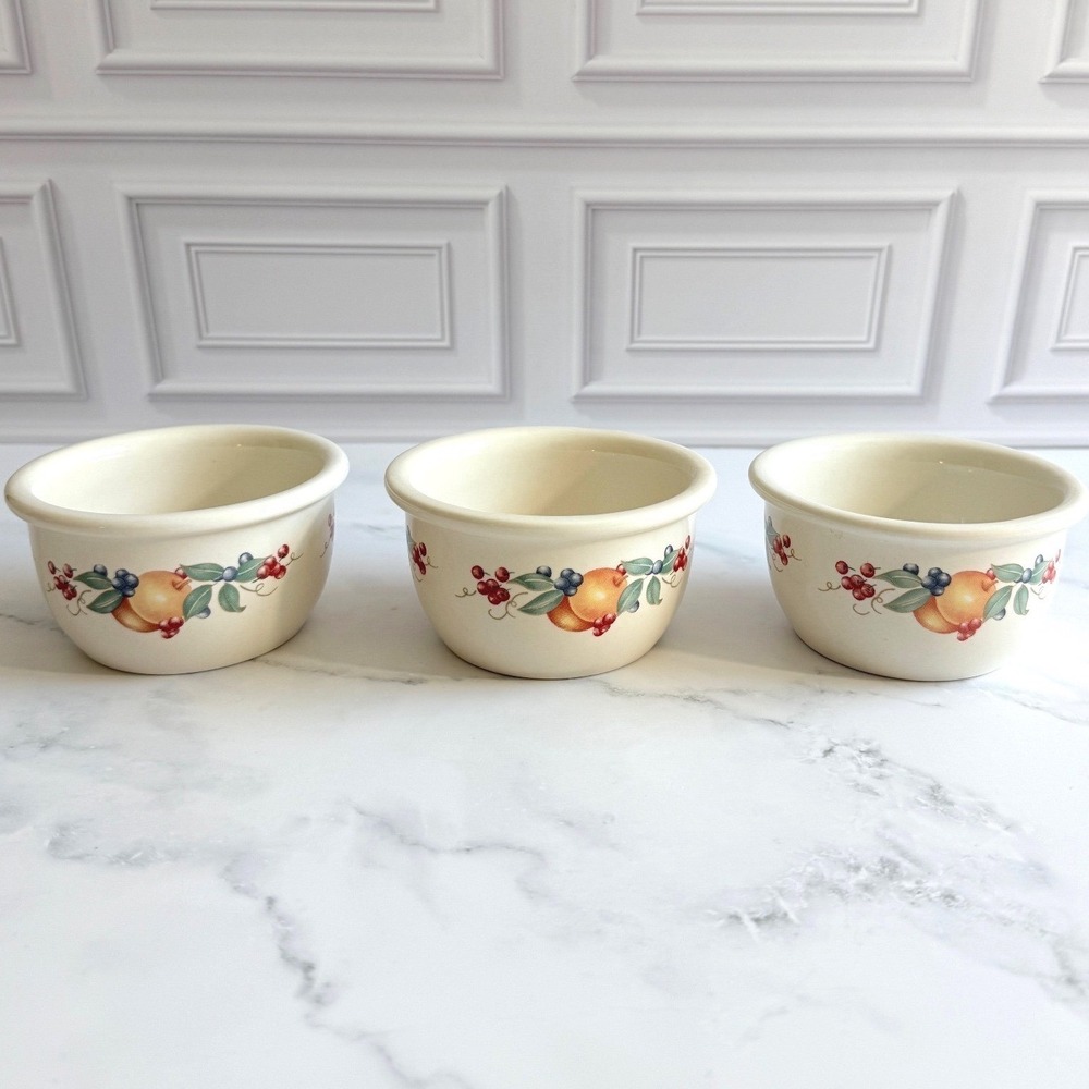 VTG 1980s Set of 3 Corelle Corningware Abundance Ramekins 4 1/4"